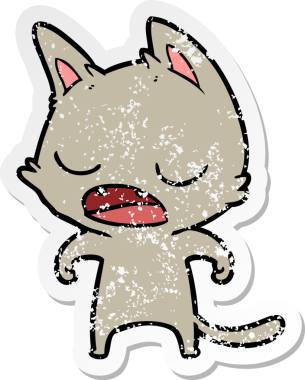 Bir insan tarafından çizilmiş konuşan kedi karikatürünün sıkıntılı çıkartması.