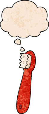 bir insan tarafından çizilmiş grunge desen biçiminde düşünce baloncuğu olan çizgi film diş fırçası