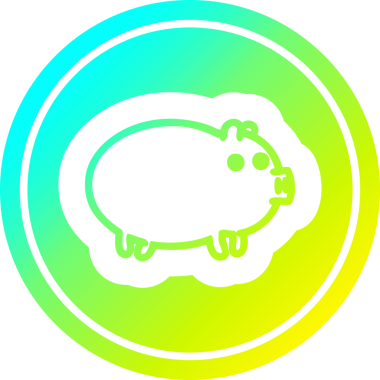 Şişko domuz dairesel simgesi ve bir insan tarafından çizilmiş havalı bir gradyan.