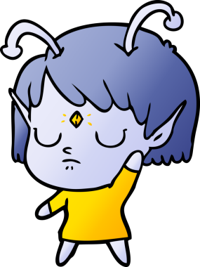 Bir insan tarafından çizilmiş uzaylı kız.