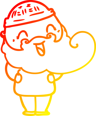 Bir insan tarafından çizilmiş mutlu sakallı bir adamın sıcak çizgisi.