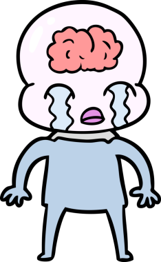 Bir insan tarafından çizilmiş koca beyinli bir uzaylı ağlaması.