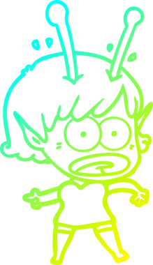 Bir çizgi film karakteri, bir insan tarafından çizilmiş soğuk gradyan çizimi.