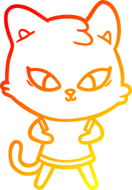 Bir insan tarafından çizilmiş sevimli bir çizgi film kedisinin sıcak çizgi çizgisi.