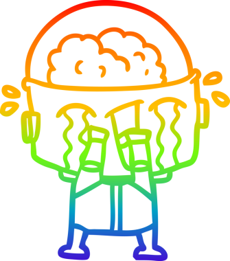 gökkuşağı gradyan çizimi bir insan tarafından çizilmiş ağlayan bir robot çizgi