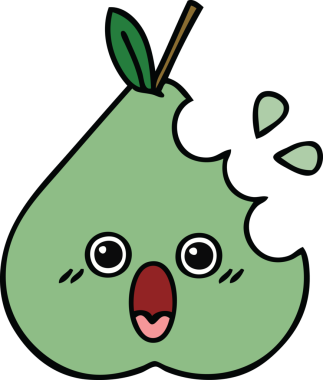 Bir insan tarafından çizilmiş yeşil armut karikatürü.