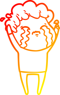 Bir insan tarafından çizilmiş ağlayan bir çizgi film karakteri çizimi.