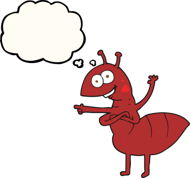 Bir insan tarafından çizilmiş serbest çizim balon karınca.