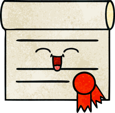 Bir insan tarafından çizilmiş sertifikanın grunge desen karikatürü