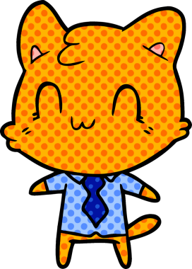 Bir insan tarafından çizilmiş mutlu bir kedi.