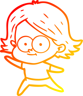 Bir insan tarafından çizilmiş mutlu bir çizgi film kızı çizimi