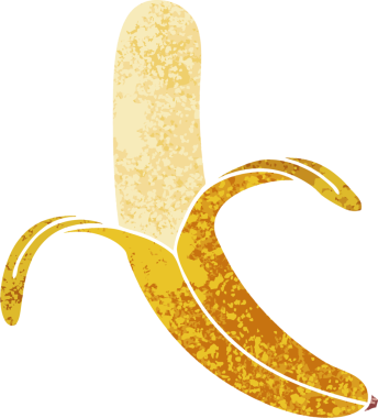 Bir insan tarafından çizilmiş retro illüstrasyon tarzı tuhaf çizgi film muzu.