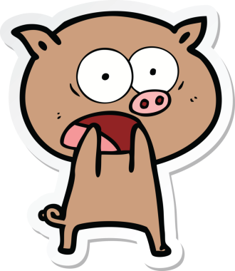 Bir insan tarafından çizilmiş domuz çizgi filmi etiketi.