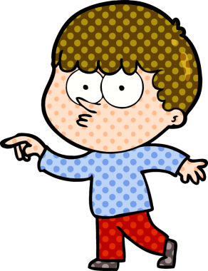 Bir insan tarafından çizilmiş meraklı bir çocuk.