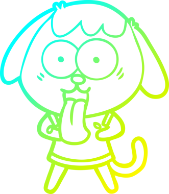 Bir insan tarafından çizilmiş şirin bir çizgi köpeğin soğuk gradyan çizgisi.