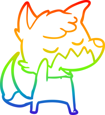 Bir insan tarafından çizilmiş dost bir tilkinin çizdiği gökkuşağı gradyan çizgisi.