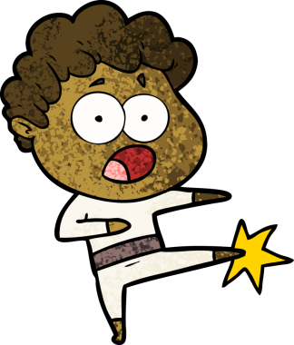 Bir insan tarafından çizilmiş bir karikatür adamı şaşkınlıkla nefes nefese kaldı.