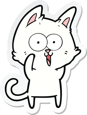 Bir insan tarafından çizilmiş komik bir çizgi film kedisinin çıkartması.