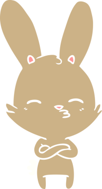 Bir insan tarafından çizilmiş tuhaf düz renkli tavşan.