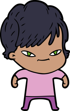 Bir insan tarafından çizilmiş mutlu bir kadın.