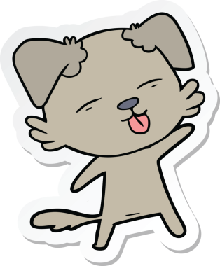 Bir insan tarafından çizilmiş bir köpeğin çıkartması.