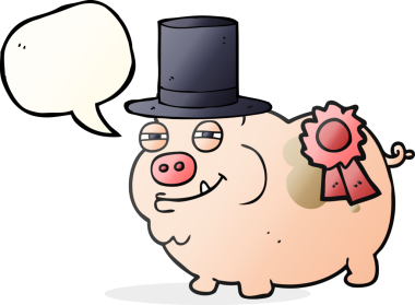 Serbest konuşma balonu çizgi film ödüllü bir insan tarafından çizilmiş domuz.