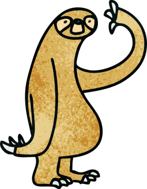 Bir insan tarafından çizilmiş garip bir çizgi film tembel hayvanı.