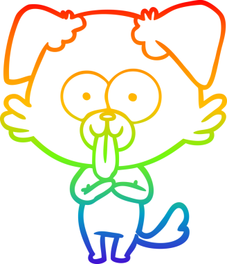 Bir insan tarafından çizilmiş dilli çizgi film köpeğinin çizimi.