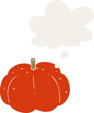 insan tarafından çizilmiş düşünce baloncuklu çizgi film balkabağı