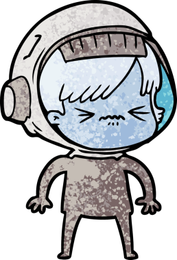 Bir insan tarafından çizilmiş astronot kadın.