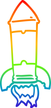 gökkuşağı gradyan çizgi çizimi bir insan tarafından çizilmiş bir roket