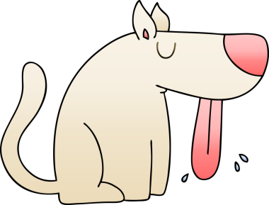 bir insan tarafından çizilmiş gölgelenmiş garip bir çizgi film köpeği.