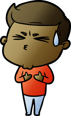 Bir insan tarafından çizilmiş terleyen çizgi film adamı.