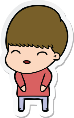 Bir insan tarafından çizilmiş mutlu bir çizgi film çocuğunun çıkartması.