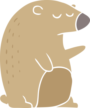 Bir insan tarafından çizilmiş düz renkli çizgi film ayısı