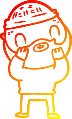 Bir insan tarafından çizilmiş sakallı bir adamın sıcak çizgi çizimi.