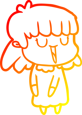 Bir insan tarafından çizilmiş gülen çizgi film kadını çizimi.