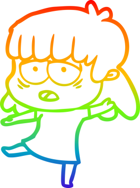 gökkuşağı gradyan çizgi çizimi bir insan tarafından çizilmiş yorgun bir kadın