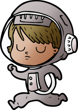 Bir insan tarafından çizilmiş astronot kadın.