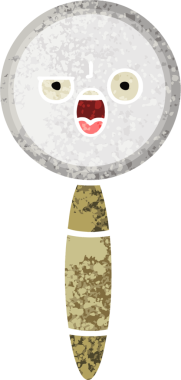 Bir insan tarafından çizilmiş bir büyüteçin retro çizim tarzı karikatürü