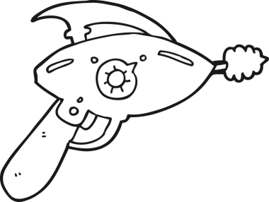 Bir insan tarafından çizilmiş bir ışın tabancası.