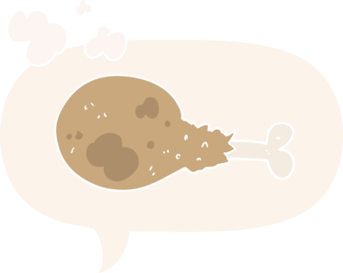 Çizgi film tavuk budu ve konuşma balonu bir insan tarafından çizilmiş.