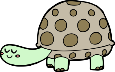 Bir insan tarafından çizilmiş karikatür kaplumbağası.