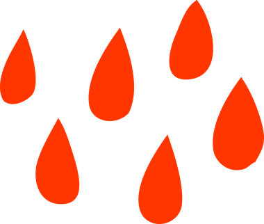 Bir insan tarafından çizilmiş kan damlacıkları.