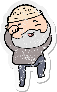 Bir insan tarafından çizilmiş mutlu sakallı bir adamın sıkıntılı çıkartması.