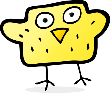 Bir insan tarafından çizilmiş çizgi film kuşu.