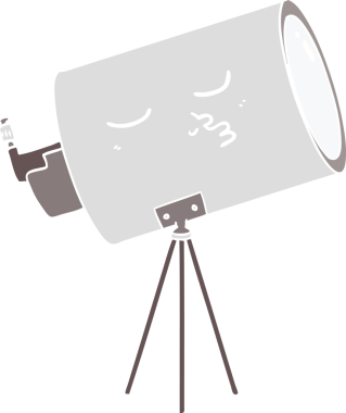 Bir insan tarafından çizilmiş düz renkli çizgi film teleskopu