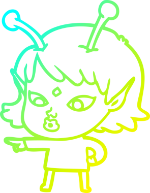 Bir insan tarafından çizilmiş güzel bir uzaylı kız çizimi.