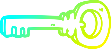 Bir insan tarafından çizilen altın anahtarın soğuk gradyan çizgisi.