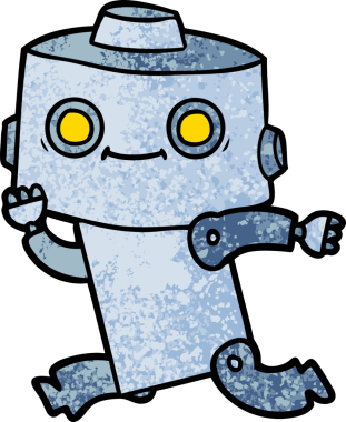 Bir insan tarafından çizilmiş çizgi film robotu